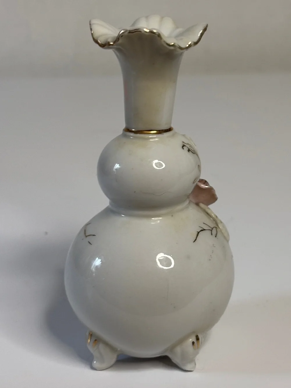 Vintage Tilso Japan Green Floral Porcelain Trinket Box & Bud Vase Vanity set